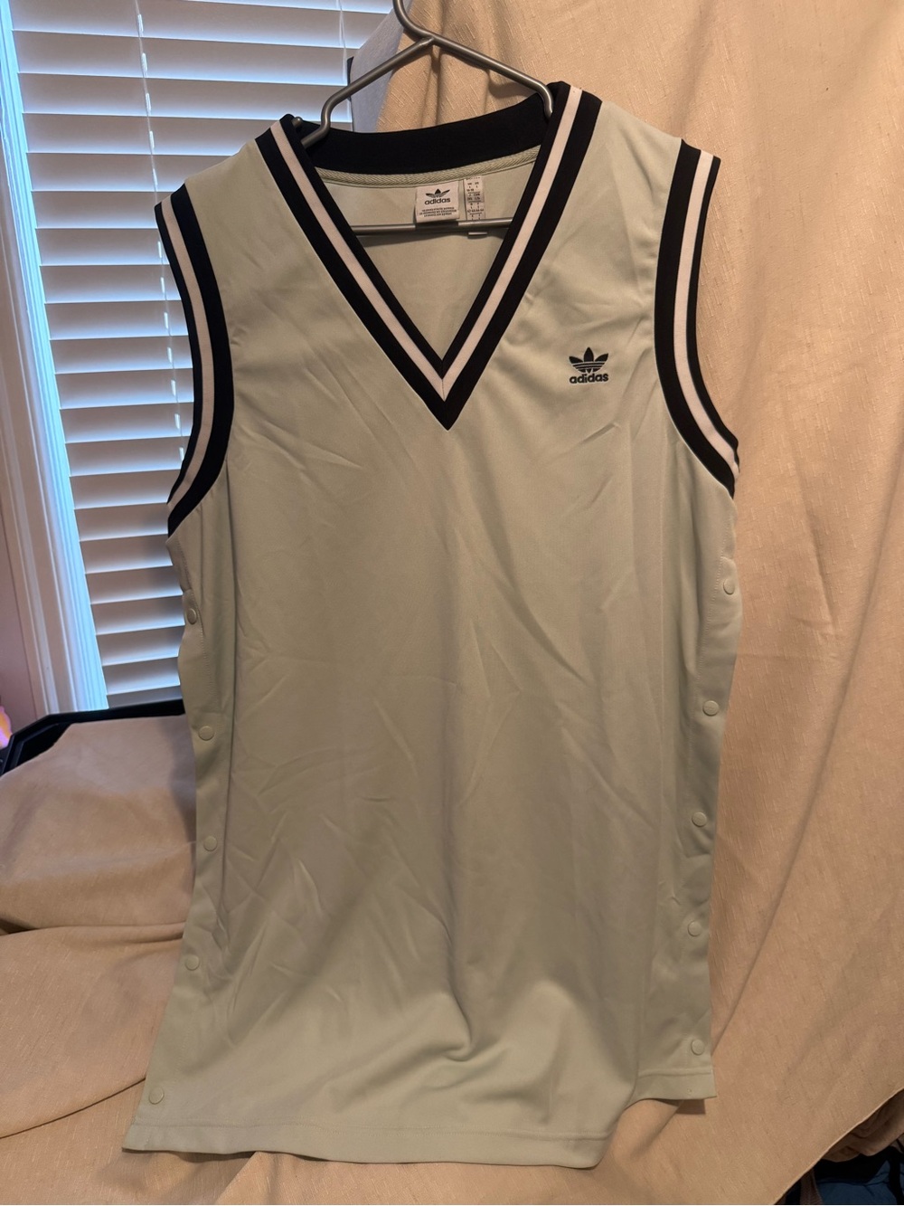 adidas Light Mint Green Sleeveless V-Neck Dress with Black/Navy Trim